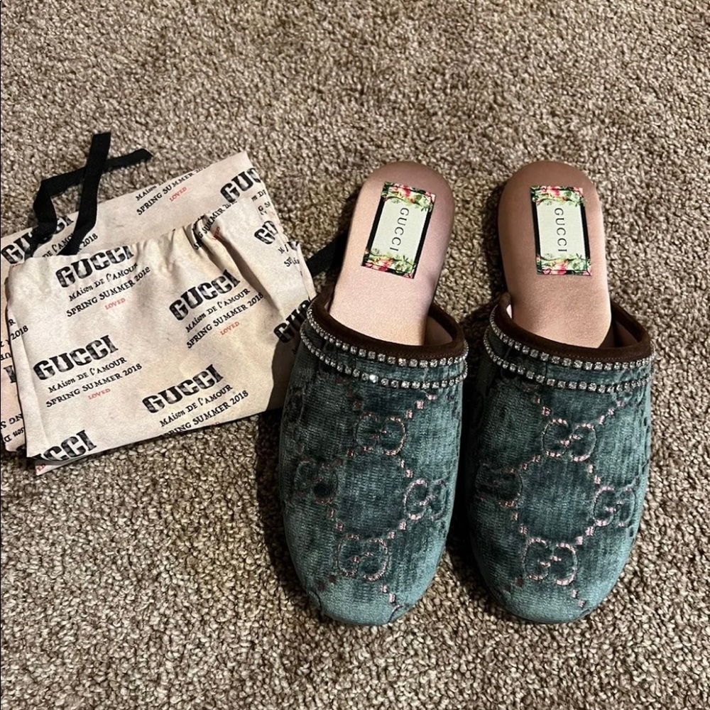 Gucci Velvet Slides
